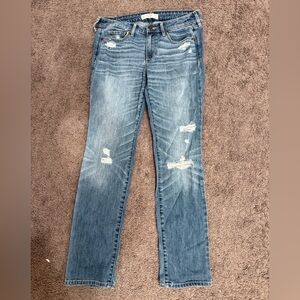 Abercrombie & Fitch Blue Distressed Straight Leg Jeans